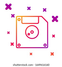 Color line Floppy disk for computer data storage icon isolated on white background. Diskette sign. Gradient random dynamic shapes. Vector Illustration