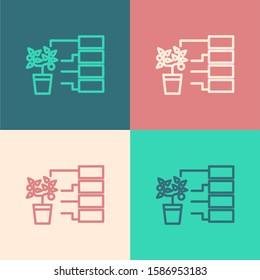 Color line Flower analysis icon isolated on color background.  Vector Illustration