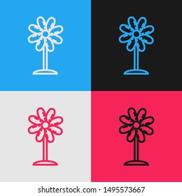 Color line Flower icon isolated on color background. Sweet natural food. Vintage style drawing. Vector Illustration