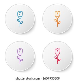 Color line Flower rose icon isolated on white background. Set icons in circle buttons. Vector Illustration