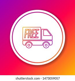 Color line Free delivery service icon isolated on color background. Free shipping. 24 hour and fast delivery. Circle white button. Vector Illustration