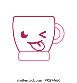color line funny coffee cup kawaii cartoon