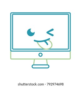 color line funny computer screen kawaii cartoon