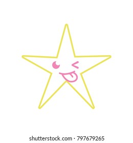 color line funny shiny star kawaii cartoon