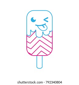 color line funny and sweet ice lolly and rainbow kawaii