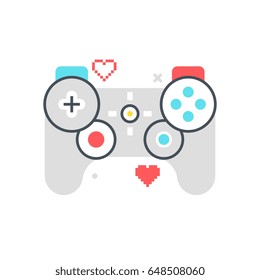 Color line, game controller illustration, icon, background and graphics. The illustration is colorful, flat, vector, pixel perfect, suitable for web and print. It is linear stokes and fills.