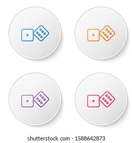 Color line Game dice icon isolated on white background. Casino gambling. Set icons in circle buttons. Vector Illustration