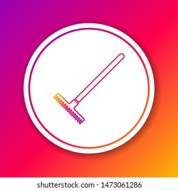 Color line Garden rake icon isolated on color background. Tool for horticulture, agriculture, farming. Ground cultivator. Housekeeping equipment. Circle white button. Vector Illustration