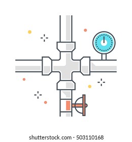 Color line, gas pipeline illustration, icon, background and graphics. The illustration is colorful, flat, vector, pixel perfect, suitable for web and print. It is linear stokes and fills.