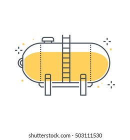 Color line, gas tank illustration, icon, background and graphics. The illustration is colorful, flat, vector, pixel perfect, suitable for web and print. It is linear stokes and fills.