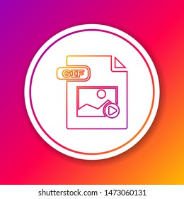 Color line GIF file document. Download gif button icon isolated on color background. GIF file symbol. Circle white button. Vector Illustration