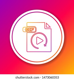 Color line GIF file document. Download gif button icon isolated on color background. GIF file symbol. Circle white button. Vector Illustration