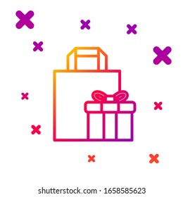 Color line Gift box icon isolated on white background. Gradient random dynamic shapes. Vector Illustration