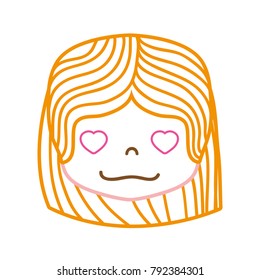 color line girl head with hairstyle and in love face