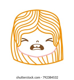 color line girl head with hairstyle and pity face