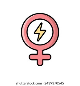 Color line Girl Power vetor icon