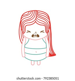 color line girl wth long hair and pity face