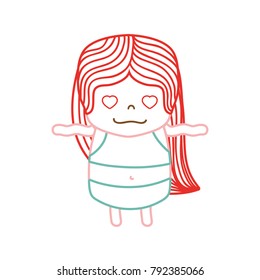 color line girl wth long hair and in love face