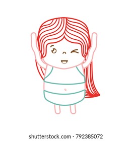 color line girl wth long hair and funny face