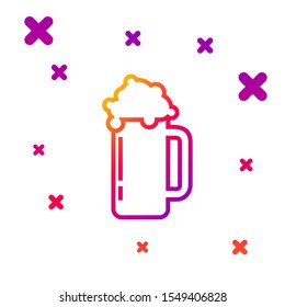 Color line Glass of beer icon isolated on white background. Gradient random dynamic shapes. Vector Illustration