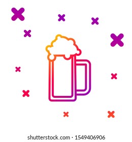 Color line Glass of beer icon isolated on white background. Gradient random dynamic shapes. Vector Illustration