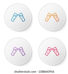 Color line Glass of beer icon isolated on white background. Set icons in circle buttons. Vector Illustration