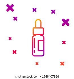 Color line Glass bottle with a pipette. Vial with a pipette inside icon isolated on white background. Container for medical and cosmetic product. Gradient random dynamic shapes. Vector Illustration