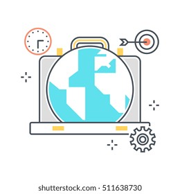 Color line, global portfolio illustration, icon, background and graphics. The illustration is colorful, flat, vector, pixel perfect, suitable for web and print. It is linear stokes and fills.