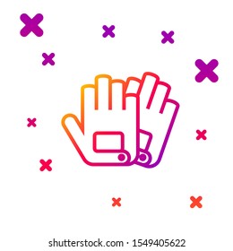 Color line Gloves icon isolated on white background. Extreme sport. Sport equipment. Gradient random dynamic shapes. Vector Illustration
