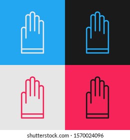 Color line Gloves icon isolated on color background. Extreme sport. Diving underwater equipment. Vintage style drawing. Vector Illustration