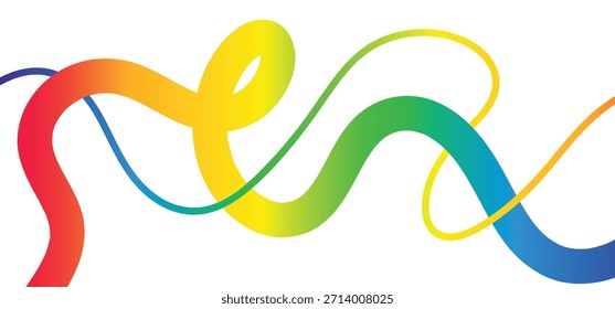 Formas de degradado de línea de color con patrón de cinta de onda de Vector Abstractas y líneas de remolino de arco iris 3D aisladas