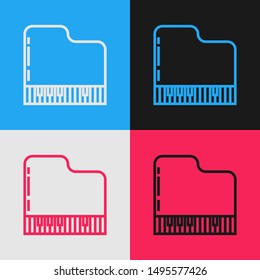 Color line Grand piano icon isolated on color background. Musical instrument. Vintage style drawing. Vector Illustration