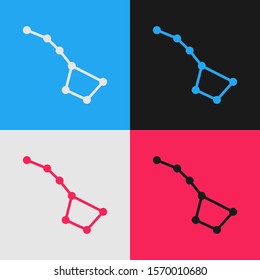 Color line Great Bear constellation icon isolated on color background. Vintage style drawing. Vector Illustration