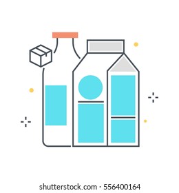 Color line, grocery concept illustration, icon, background and graphics. The illustration is colorful, flat, vector, pixel perfect, suitable for web and print. It is linear stokes and fills.