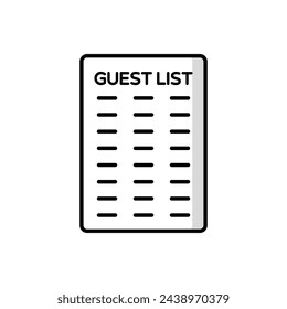 Icono de vector de lista de invitados