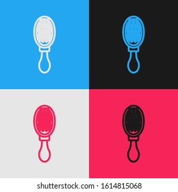 Color line Hair brush for dog and cat icon isolated on color background. Brush for animal fur. Pet accessory. Vintage style drawing. Vector Illustration