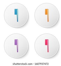 Color line Hairbrush icon isolated on white background. Comb hair sign. Barber symbol. Set icons in circle buttons. Vector Illustration