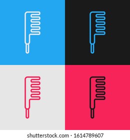 Color line Hairbrush icon isolated on color background. Comb hair sign. Barber symbol. Vintage style drawing. Vector Illustration