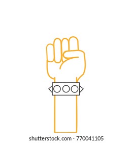color line hand with bracelet and oppose gesture symbol