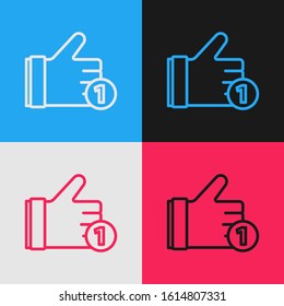 Color line Hand like icon isolated on color background. Vintage style drawing. Vector Illustration