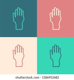 Color line Hand with psoriasis or eczema icon isolated on color background. Concept of human skin response to allergen or chronic body problem.  Vector Illustration