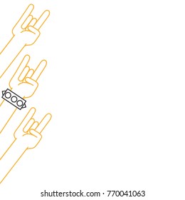 color line hands up with rock gesture communication