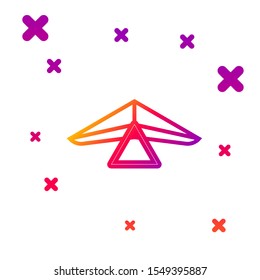 Color line Hang glider icon isolated on white background. Extreme sport. Gradient random dynamic shapes. Vector Illustration