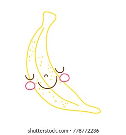 color line happy banana fruit tender kawaii