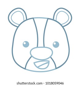 color line happy bear head wild animal