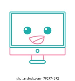 color line happy computer screen kawaii cartoon