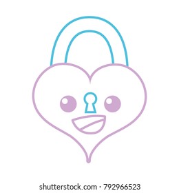 color line happy and cute heart padlock kawaii