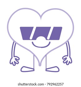 color line happy heart kawaii with arms and legs