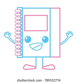 color line happy notebook object kawaii with arms and legs