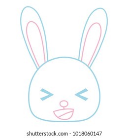 color line happy rabbit head wild animal